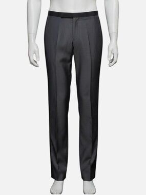 Giorgio Armani Men's Black Wool Satin Side Stripe Tuxedo Suit Pants Size 52 34W